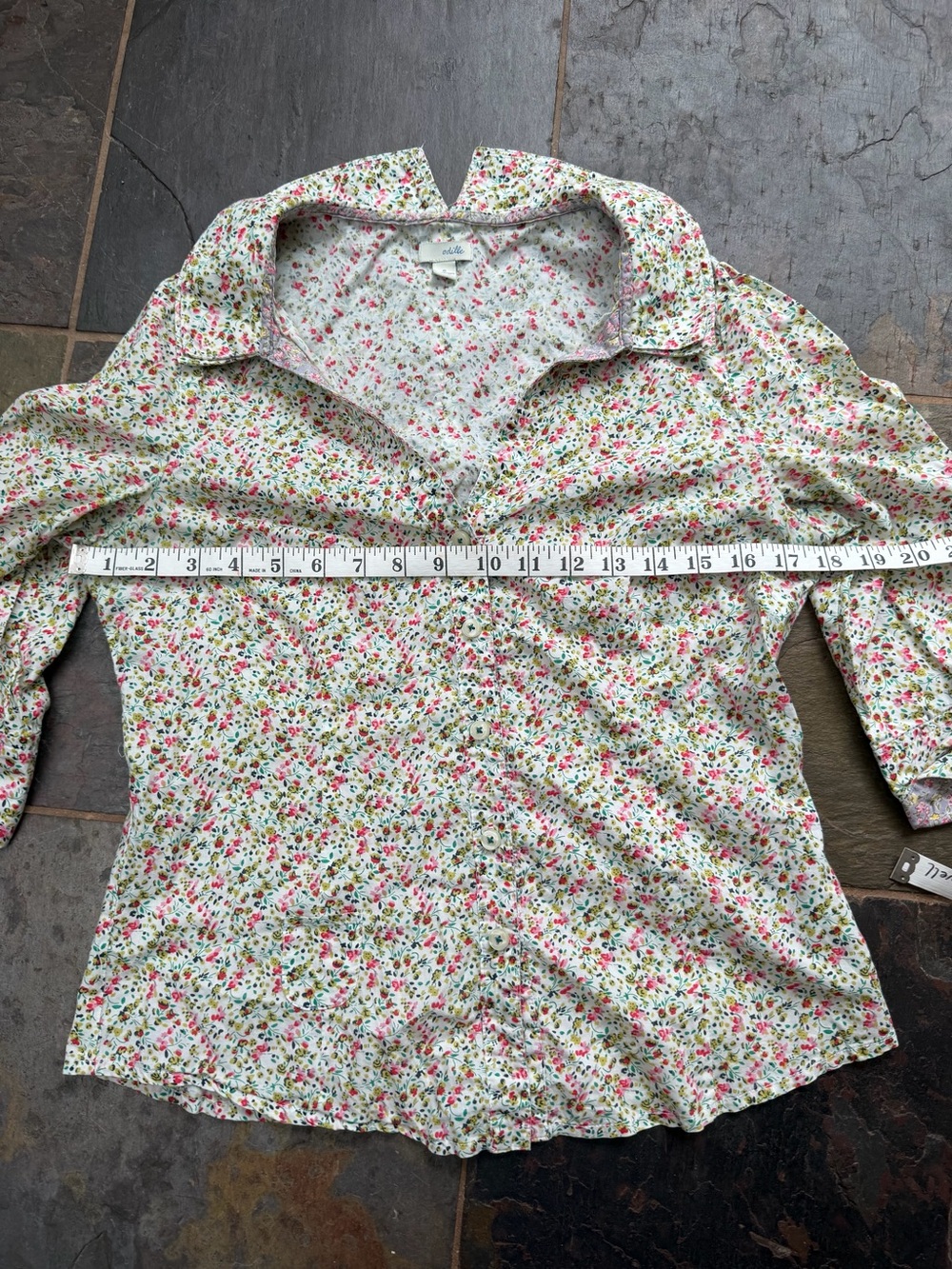 Vintage Anthropologie Odille Floral Button-Down Ditsy Blouse 3/4 Sleeve - Size 6 - Picture 4 of 8